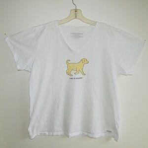 Life Is Good Woman's Tee Shirt "Life Is Golden" Golden Retriever Dog SZ XXL